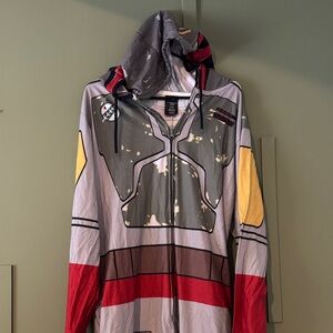 Star Wars Boba Fett Themed Hooded PJs/costume with Red and Yellow Accents